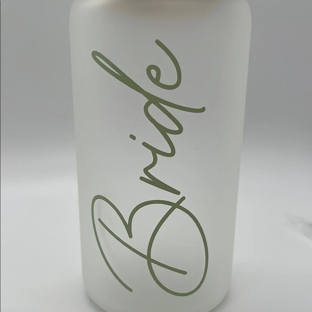 NWOT White Bride Glass Jar with Bamboo Lid - Picture 2 of 6
